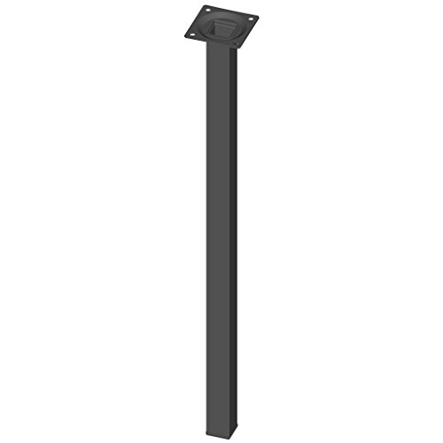 Element System 18133-00305 - Patas de tubo de acero de tipo cuadrado para mueble, con placa para atornillar, Negro, 2.5 x 2.5 x 50 cm, 4 Unidades