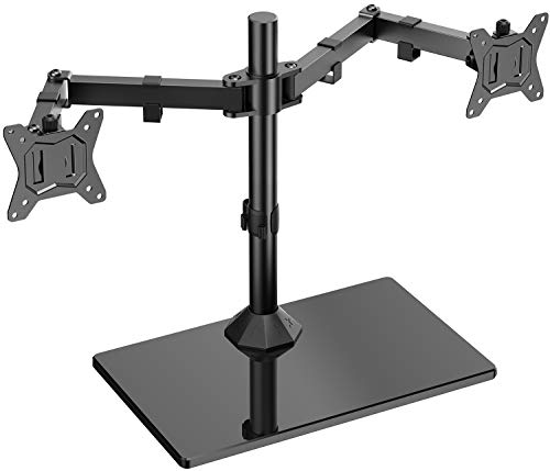 ErGear Dual Soporte para Monitor para pantallas de 13”- 32” con Base Ancha Construcción Sólida Dual Brazo Monitor Movimiento Suave Inclinación ± 45 ° Giratorio 180 ° Rotación 360 ° Peso Máx. 10 kg