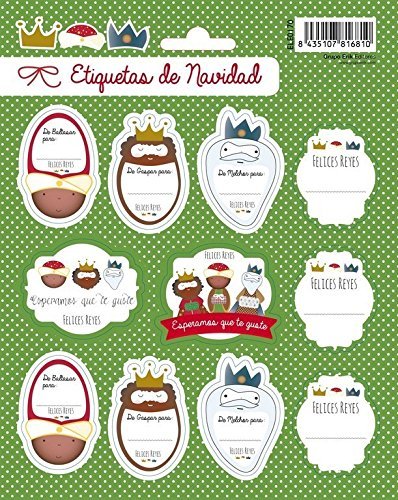 Erik- Navidad Felices Blister con 2 Hojas de Etiquetas Reyes Magos (ELE0170)