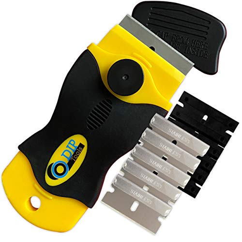 Espátula multifunción 2 en 1 de DIP-Tools. El ayudante ideal y práctico como rasqueta de vidrio o como eliminador de restos de pegamento. Espátula multifunción 2 en 1 de DIP-Tools. El ayudante ideal y práctico como rasqueta de vidrio o como eliminador de restos de pegamento.