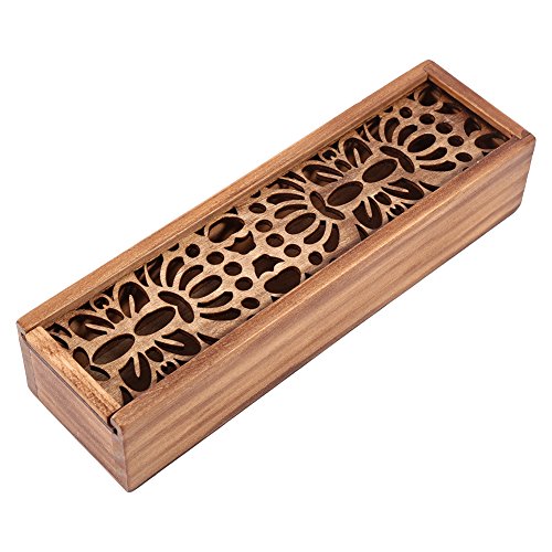 Estuche Cajas de Madera para Lápices Pluma, Plumier Vintage hueca para bolígrafo soporte cajas madera Tire lápiz organizador de caja de regalo para adultos escuela viaje(Butterfly pattern)