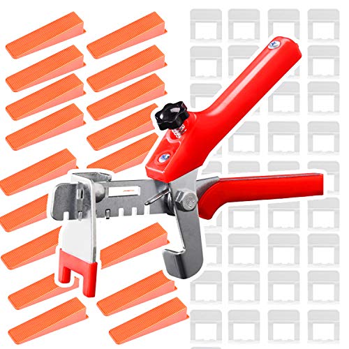 EXLECO Juego para Nivelación de Azulejos Compuesto de 400 Espaciadores de 3 mm, 100 Cuñas Reutilizables y Pinzas, Cuñas Niveladoras Suelo Color Rojo EXLECO Juego para Nivelación de Azulejos Compuesto de 400 Espaciadores de 3 mm, 100 Cuñas Reutilizables y Pinzas, Cuñas Niveladoras Suelo Color Rojo