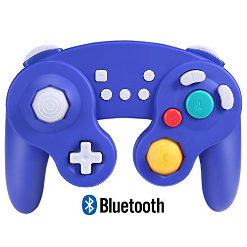 Exlene Wireless Controller Gamepad para Nintendo Switch, Recargable, Compatible con PC / PS3, GameCube Estilo, Motion Controls, Rumble, Turbo (Azul)