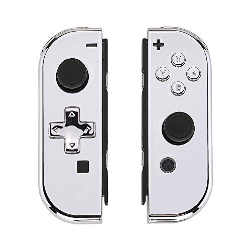 eXtremeRate Carcasa Joy-con Botones Completos D-Pad para Nintendo Switch Funda de Agarre Reemplazable Tacto Suave Shell para Nintendo Switch No Incluye la Carcasa de la Consola (Plata Cromado)