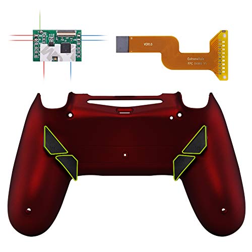 eXtremeRate Dawn Programable Remap Kit Botón de Reasignación para Playstaion 4 con Board de Actuelización&Carcasa Trasera Diseñada&4 Botones Traseros para Mando PS4 JDM 040/050/055(Rojo Esmerilado)