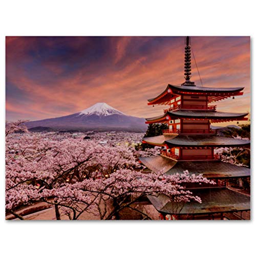 EZIOLY Art Mount Fuji In Japan Pintura al óleo para decoración moderna del hogar de color abstracto, lienzo de pared para dormitorio, sala de estar, cocina enmarcado