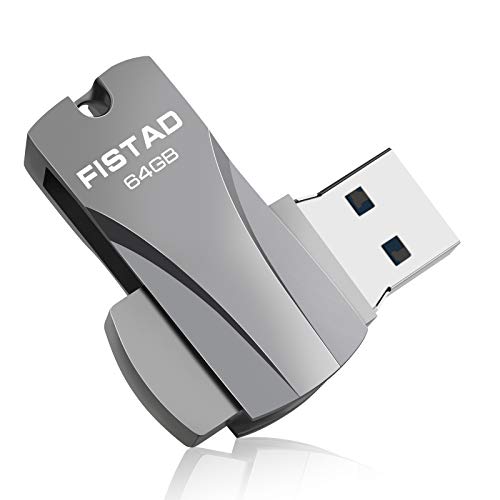 FISTAD Pendrive 64GB USB 3.0 Memoria USB 64gb Metal Memoria Flash USB 3.0 Flash Drive 64gb para Computadoras, Tabletas Almacenamiento DE Datos Externo (Negro)