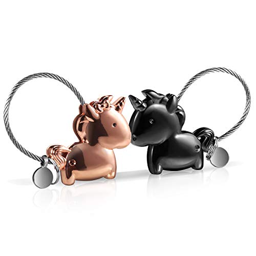 Foonii 1 par Parejas Llaveros, magnética Desmontable Auto Llaveros, Llaveros con Boca magnética, para Amantes Mujer Hombre (Negra + Oro Rosa) Foonii 1 par Parejas Llaveros, magnética Desmontable Auto Llaveros, Llaveros con Boca magnética, para Amantes Mujer Hombre (Negra + Oro Rosa)