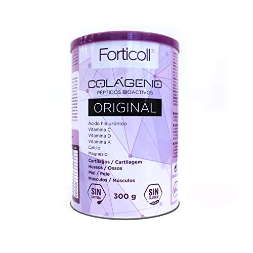 Forticoll Colágeno Péptidos bioactivos en polvo sin gluten o lactosa, sabor Original, 300 gr