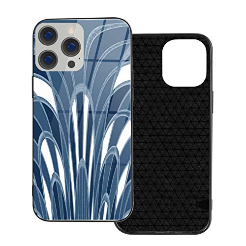 Funda protectora para teléfono móvil, diseño abstracto, color azul jaspeado con parte trasera de cristal templado y parachoques suave de TPU compatible con iPhone 12/iPhone 12 Pro