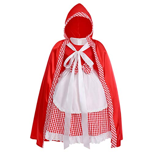 FYMNSI Niña Bebé Disfraz de Caperucita Roja con Capa Cuento de Hadas Little Disfraz de Equitación para Halloween Carnaval Cosplay Navidad Fiesta de Cumpleaños Fotografía Vestirse Rojo 3-4 Años