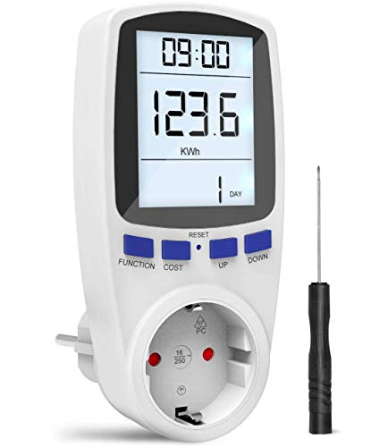 Gafild Medidor de consumo de corriente del medidor de energía, Medidor de Costo de Energía Medidor con pantalla LCD, protección contra sobrecarga, 3680W Gafild Medidor de consumo de corriente del medidor de energía, Medidor de Costo de Energía Medidor con pantalla LCD, protección contra sobrecarga, 3680W
