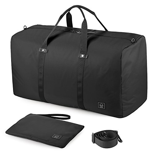 GAGAKU 80L Bolsa de Viaje Plegable Bolsas Grande Duffel Bag para Avión Cabina Impermeable Nylon XXL - Negro