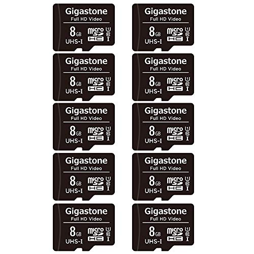 Gigastone Paquete de 10 tarjetas Micro SD de 8 GB, vídeo Full HD, cámara de seguridad de vigilancia Drone, 80 MB/s Micro SDHC UHS-I U1 C10 Clase 10 Gigastone Paquete de 10 tarjetas Micro SD de 8 GB, vídeo Full HD, cámara de seguridad de vigilancia Drone, 80 MB/s Micro SDHC UHS-I U1 C10 Clase 10