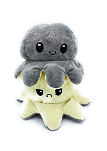 GS1 Global Office Pulpo Reversible, Pulpo de Doble Cara, Pulpo Sonriente y Triste, Regalar, Esponjoso, blandito y cariñoso. (Gris-Blanco) GS1 Global Office Pulpo Reversible, Pulpo de Doble Cara, Pulpo Sonriente y Triste, Regalar, Esponjoso, blandito y cariñoso. (Gris-Blanco)