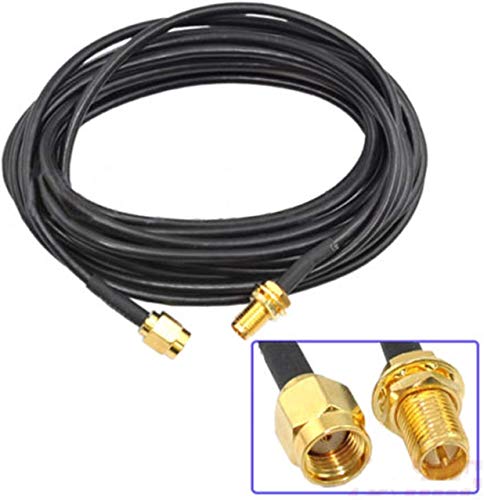 GTIWUNG RP-SMA de 3m Premium Cable, RG174 de Baja pérdida de Antena WiFi FPV Cable de Antena, Cable Alargador de Antena Macho a Hembra RG174 Alimentador de Cobre Puro (Negro)