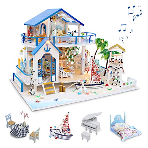 GuDoQi Casa de Muñecas de Madera DIY, Miniatura de la Casa de Muñecas con Muebles y Música, Modelo de Mini Apartamento Hecho a Mano, Blue Sea Legend GuDoQi Casa de Muñecas de Madera DIY, Miniatura de la Casa de Muñecas con Muebles y Música, Modelo de Mini Apartamento Hecho a Mano, Blue Sea Legend