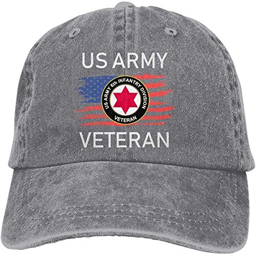GYYbling Baseball Hat U.S. Army 6th Infantry Division Veteran Vintage Adjustable Denim Hat Baseball Caps for Man and Woman Gray