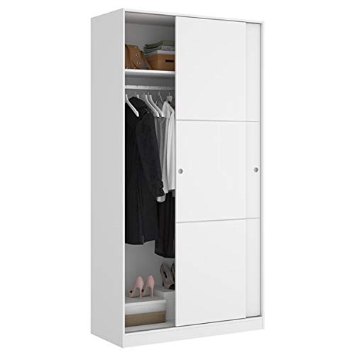 HABITMOBEL Armario Puertas correderas Estrella 100 cm de Ancho Alto 204cm Blanco Brillo HABITMOBEL Armario Puertas correderas Estrella 100 cm de Ancho Alto 204cm Blanco Brillo