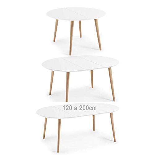 HABITMOBEL Mesa Comedor Extensible de 120 a 160 a 200 x 120 cm (3 Medidas en 1) HABITMOBEL Mesa Comedor Extensible de 120 a 160 a 200 x 120 cm (3 Medidas en 1)