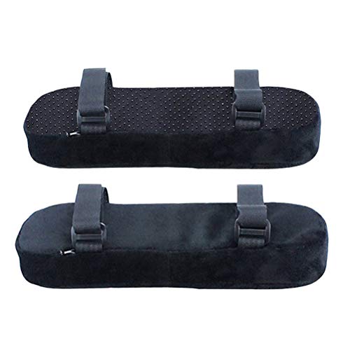 HEALIFTY Fundas para reposabrazos de silla de oficina y juegos, 2 unidades, espuma viscoelástica, almohadillas para reposabrazos de silla, almohadillas para reposabrazos ultrasuaves con correa (negro) HEALIFTY Fundas para reposabrazos de silla de oficina y juegos, 2 unidades, espuma viscoelástica, almohadillas para reposabrazos de silla, almohadillas para reposabrazos ultrasuaves con correa (negro)