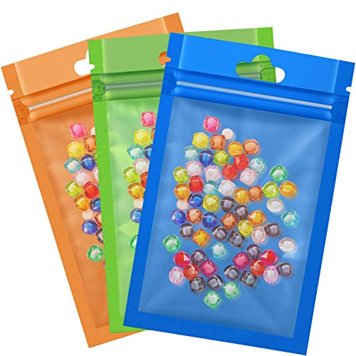 Hestya 150 paquetes de bolsas de aluminio autosellantes con cierre de cremallera para almacenamiento de alimentos, 7,5 x 12 cm (verde, naranja, azul)