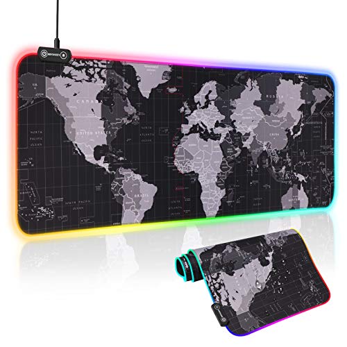Hiveseen Alfombrilla de Ratón Gaming, 800 * 300mm RGB Gaming Mouse Pad con 14 Modos Efectos de Luces, Superficie Texturizada Suave y Impermeable con Base de Goma Antideslizante para Gamers,PC Hiveseen Alfombrilla de Ratón Gaming, 800 * 300mm RGB Gaming Mouse Pad con 14 Modos Efectos de Luces, Superficie Texturizada Suave y Impermeable con Base de Goma Antideslizante para Gamers,PC