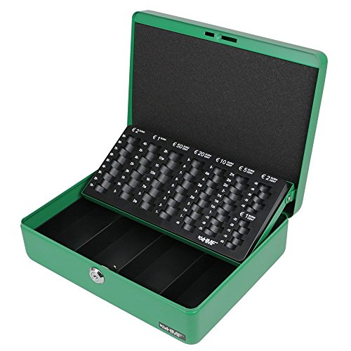 HMF 10015-06 Caja de caudales, bandeja para contar monedas 30 x 24 x 9 cm, verde