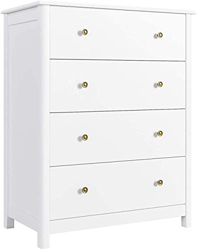 HOMECHO Cómoda de 4 Cajones para Almacenaje Cómoda de Noche para Salón Dormitorio Mueble Dormitorio de Madera Blanco 76 x 40 x 94 cm HOMECHO Cómoda de 4 Cajones para Almacenaje Cómoda de Noche para Salón Dormitorio Mueble Dormitorio de Madera Blanco 76 x 40 x 94 cm