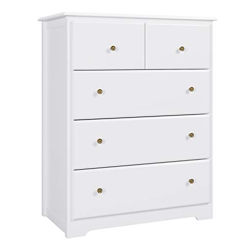 HOMECHO Cómoda de 5 Cajones para Almacenaje Cómoda de Noche para Salón Dormitorio Mueble Dormitorio de Madera Blanco 74 x 40 x 94 cm HOMECHO Cómoda de 5 Cajones para Almacenaje Cómoda de Noche para Salón Dormitorio Mueble Dormitorio de Madera Blanco 74 x 40 x 94 cm