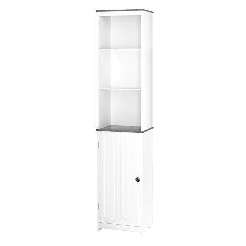 Homfa Mueble Baño Auxiliar Armario Almacenaje Alto Armario Columna con 6 Estantes 1 Puerta para Salón Cocina Dormitorio Madera Blanco 40x30x180cm Homfa Mueble Baño Auxiliar Armario Almacenaje Alto Armario Columna con 6 Estantes 1 Puerta para Salón Cocina Dormitorio Madera Blanco 40x30x180cm