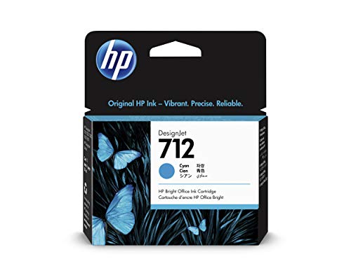 HP 712 3ED67A Cian, Cartucho de Tinta Original HP, de 29 ml, para Impresoras Plotter de Gran Formato HP DesignJet Series T2500, T1500, T900 y Studio y Cabezal de Impresión HP 713