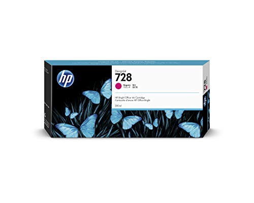 HP 728 F9K16A Magenta, Cartucho de Tinta Original HP, de 300ml, de alta capacidad, para Impresoras Plotter de Gran Formato HP DesignJet T730 y T830 y Cabezal de Impresión HP 729