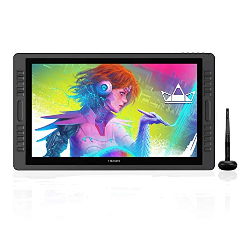 HUION KAMVAS PRO 22(2019) Tableta Gráfica 21.5 Pulgadas Pantalla de Dibujo: Pluma sin Batería, con Función de Inclinación, 20 Teclas Express Personalizadas, 2 Barras Táctiles-Versión Mejorada