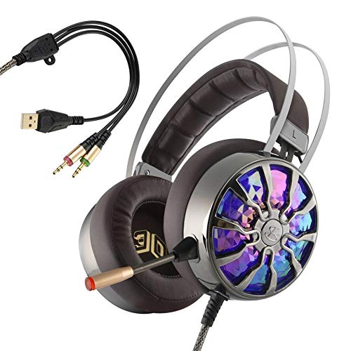 HUOGUOYIN Auriculares para Juegos Resplandeciente Stereo Gaming Headset Bass 3D inmersivo USB 7.1 de Sonido Envolvente de Choque PS4 Auriculares for PC Gamer Casco para Juegos PS4 (Color : AUX 1)