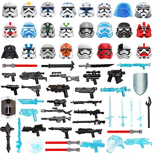 HZYM Juguetes de arma militar, 65 piezas, juego militar de ciencia ficción medieval antiguo griego militar militar para minifiguras soldados SWAT, kit de accesorios compatible con Lego Star Wars HZYM Juguetes de arma militar, 65 piezas, juego militar de ciencia ficción medieval antiguo griego militar militar para minifiguras soldados SWAT, kit de accesorios compatible con Lego Star Wars
