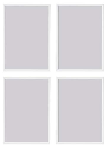 Ikea YLLEVAD - Juego de 4 marcos de fotos (21 x 30 cm, plástico y cartón, tamaño A4), color blanco