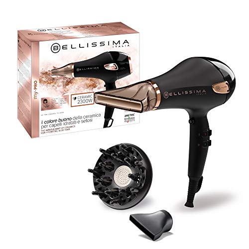 Imetec Bellissima My Pro Ceramic P5 3800 - Secador profesional para cabellos suaves y luminosos, tecnología cerámica, 2300 W, concentrador ultraestrecho, difusor, tecnología de iones