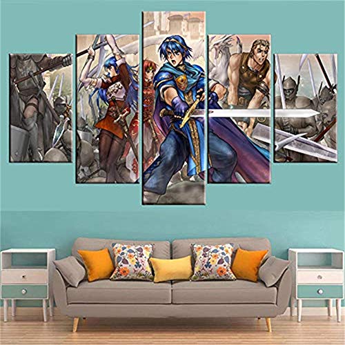 Impresiones sobre Lienzo,5 Piezas Fire Emblem Echoes: Shadows of Valentia Anime Poster Modular Modern Home Decor Art Room Game Wall Decoration Tamaño B