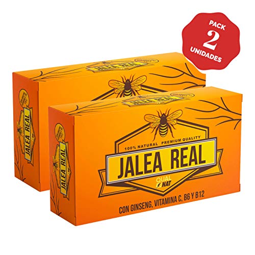Jalea Real con Ginseng Rojo | Vitamina C | Vitaminas B6 y B12 | Refuerza el Organismo (40 AMPOLLAS)- Qualnat