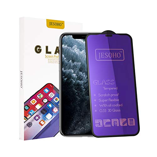 JESOHO Protector Pantalla iPhone 11 Pro/XS/X (2 Pack), Anti Luz Azul Cristal Templado iPhone 11 Pro/XS/X, Cobertura Completa, Toque 3D, Dureza 9H, Borde 3D,Anti-rayado, Anti-huella digital