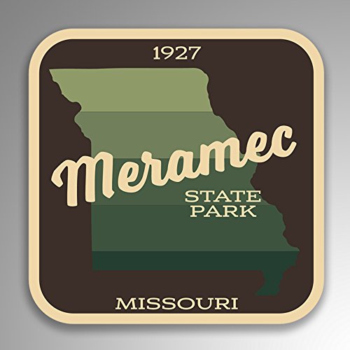 JMM Industries Meramec State Park Missouri calcomanía de Vinilo Retro de Aspecto Vintage, Paquete de 2, 4 Pulgadas por 4 Pulgadas, Laminado Protector UV SPS049
