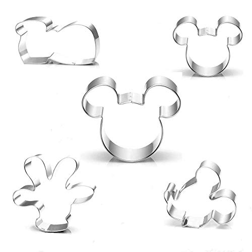 Juego de cortador de galletas de 5 piezas de Disney, orejas de Mickey Mouse, cabeza, cara lateral de Mickey, palma y zapatos, cortadores de fondant para hornear con forma de dibujos animados para niño Juego de cortador de galletas de 5 piezas de Disney, orejas de Mickey Mouse, cabeza, cara lateral de Mickey, palma y zapatos, cortadores de fondant para hornear con forma de dibujos animados para niño