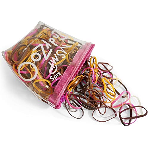 Kavya® 300 piezas de cintas elásticas multicolores para el cabello, gomas de colores, gomas para el cabello mini gomas elásticas para el cabello para niñas mujeres (color de la bolsa: marrón)