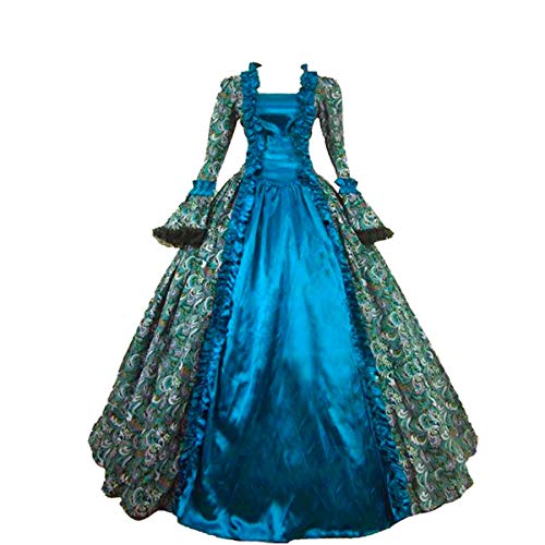 KEMAO - Vestido de Fiesta rococó Barroco de Marie Antonieta de Corte Alto, Vestido de Baile del Siglo XVIII, para Mujer (XX-Large:Altura67-69 Pecho46-48 Cintura39-41, Verde)