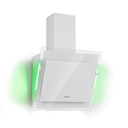 Klarstein Mirage - Campana extractora, Vidrio de seguridad, 3 niveles de potencia, Extracción de salida 550 m³/h, LED multicolor, Eco-Excelencia, Juego de montaje completo, 60 x 50 x 32 cm, Blanco Klarstein Mirage - Campana extractora, Vidrio de seguridad, 3 niveles de potencia, Extracción de salida 550 m³/h, LED multicolor, Eco-Excelencia, Juego de montaje completo, 60 x 50 x 32 cm, Blanco