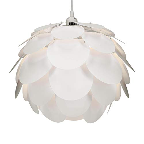 kwmobile Lámpara de puzzle colgante DIY - Pantalla IQ para lámpara de techo de 40 CM compatible con casquillo E27 - Diseño de flor de cerezo blanco