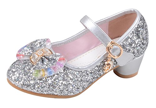 La Vogue Zapatos Zapatilla con Lentejuela Para Niña Princesa Fiesta Plateado Color 29/Longitud Interior 19CM