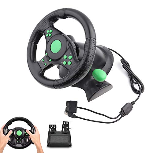 Lazmin Volante Gaming Racing, Pedales del Volante Gaming Vibration Racing para Xbox 360/PS2/PS3/PC USB Lazmin Volante Gaming Racing, Pedales del Volante Gaming Vibration Racing para Xbox 360/PS2/PS3/PC USB