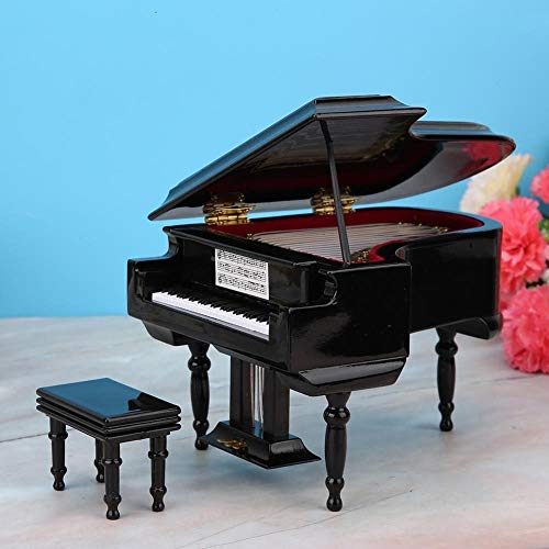 LDCP Réplica del Modelo de Piano en Miniatura Estuche Mini Piano Adornos de Instrumentos Musicales Pantalla para Navidad 1 Pieza, Negro, con música